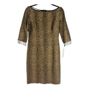 Linda Segal Sz 4 Animal Print Sheath Dress Vintage
